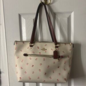 Coach Floral Cream and Pink Tote Bag
